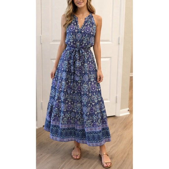 Talbots Dresses & Skirts - Talbots Women’s Paisley Floral Maxi Dress Size 12P Cottagecore Boho Sleeveless